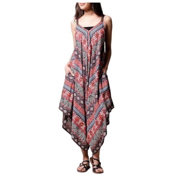 Angie Boho Paisley Print Harem Pant Loose Jumpsuit Sz M NWT - Picture 3 of 16